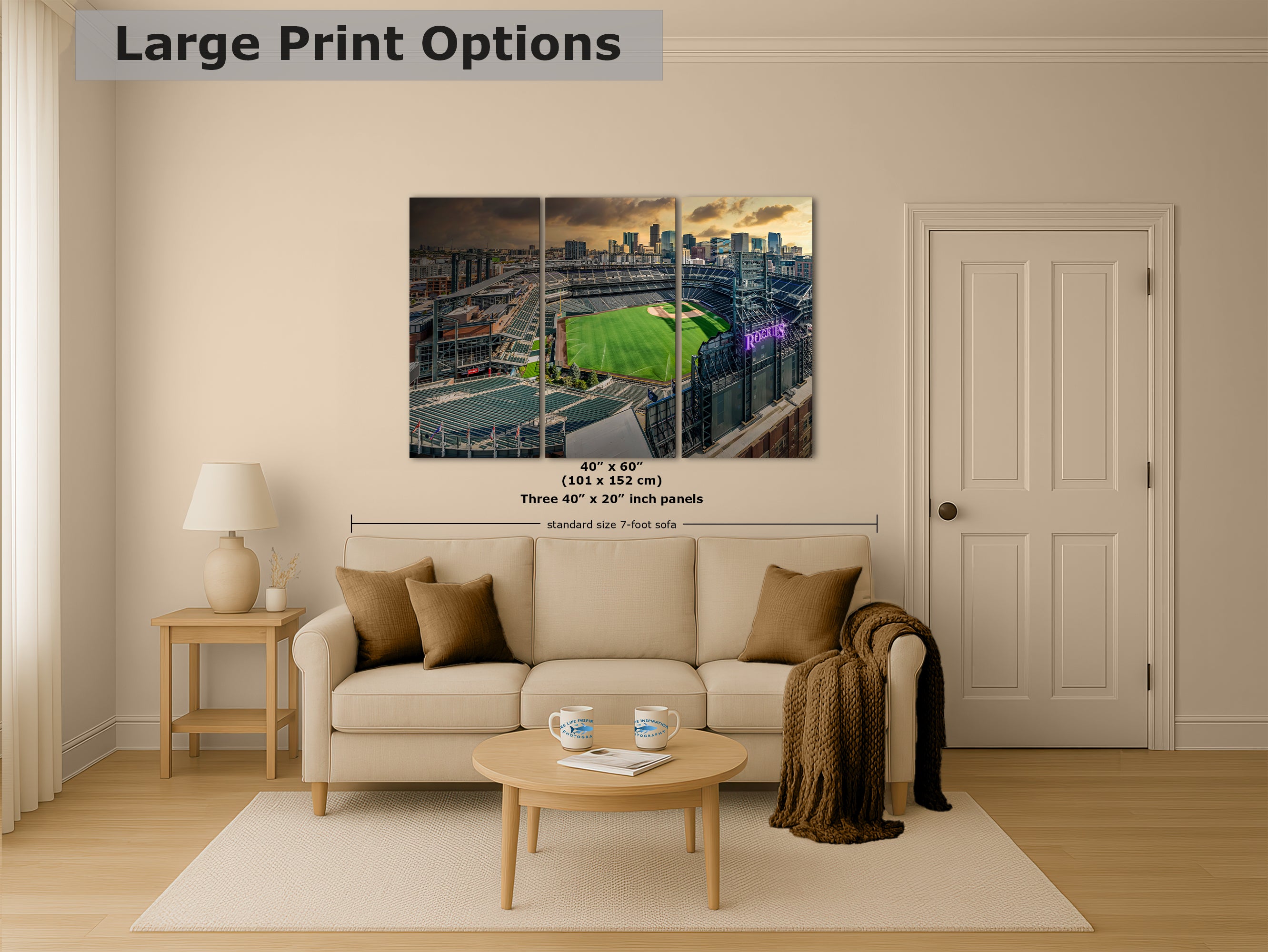 Colorado Rockies Baseball Stadium Wall Art | Coors Field Denver Colorado Skyline Print for Man Cave Decor & Sports Fans