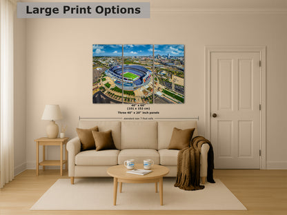 Denver Broncos Football, Mile High Stadium Denver Colorado Skyline Print Sports Decor, Man Cave Art