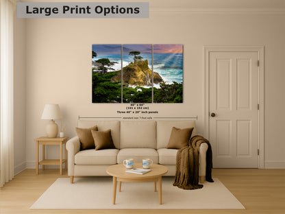 Lone Cypress Monterey Bay California Coastline Ocean Picture Nature Photo Relaxation Artwork for Meditation, Office, Dorm, House Decor