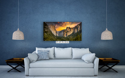 Tunnel View Yosemite National Park Mountain Picture Nature Photo Relaxation Artwork for Mediation, Office, & House Decor