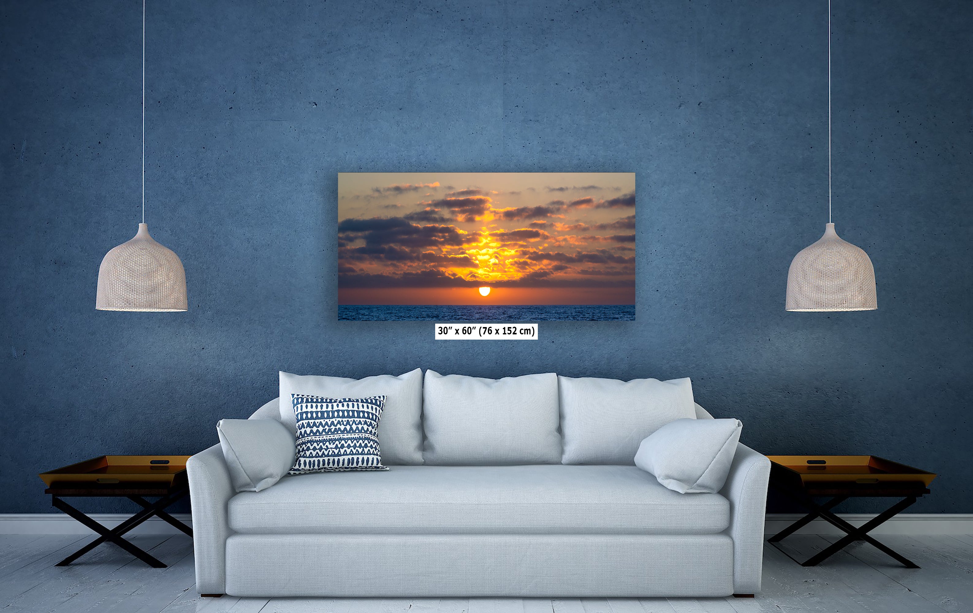 Limited Edition Fine Art Photography, Ocean Picture California Coastline Sunset Through Clouds