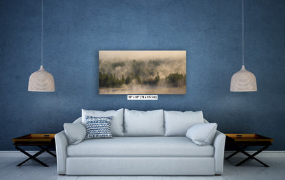 Foggy Forest Picture Forest Bathing Nature Photo, Yellowstone Misty Trees Wall Art, Cabin Decor, Canvas, Paper, Metal Prints