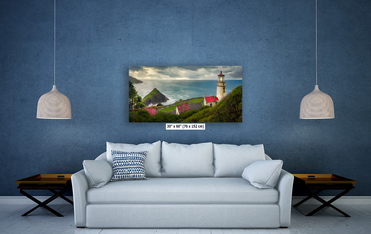 Haceta Head Lighthouse Picture, Oregon Coast Ocean Picture, Pacific Northwest Beach Photo Framed Coastal Decor for Ocean Lovers