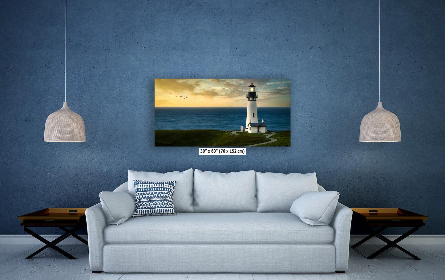 Yaquina Head Lighthouse Picture, Oregon Coast Ocean Picture, Pacific Northwest Beach Photo Wall Art for Office and Relaxation