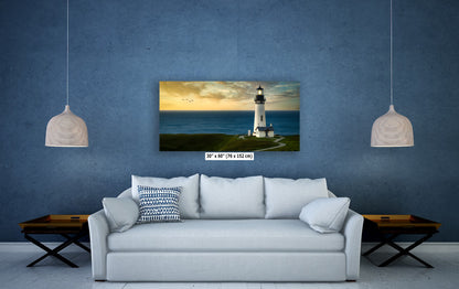 Yaquina Head Lighthouse Picture, Oregon Coast Ocean Picture, Pacific Northwest Beach Photo Wall Art for Office and Relaxation