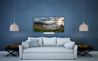 Lone Ranch Beach Oregon Coast Ocean Picture, Panorama Pacific Northwest Nature Photo Relaxation Artwork for Meditation, Apartment, Office & House Decor