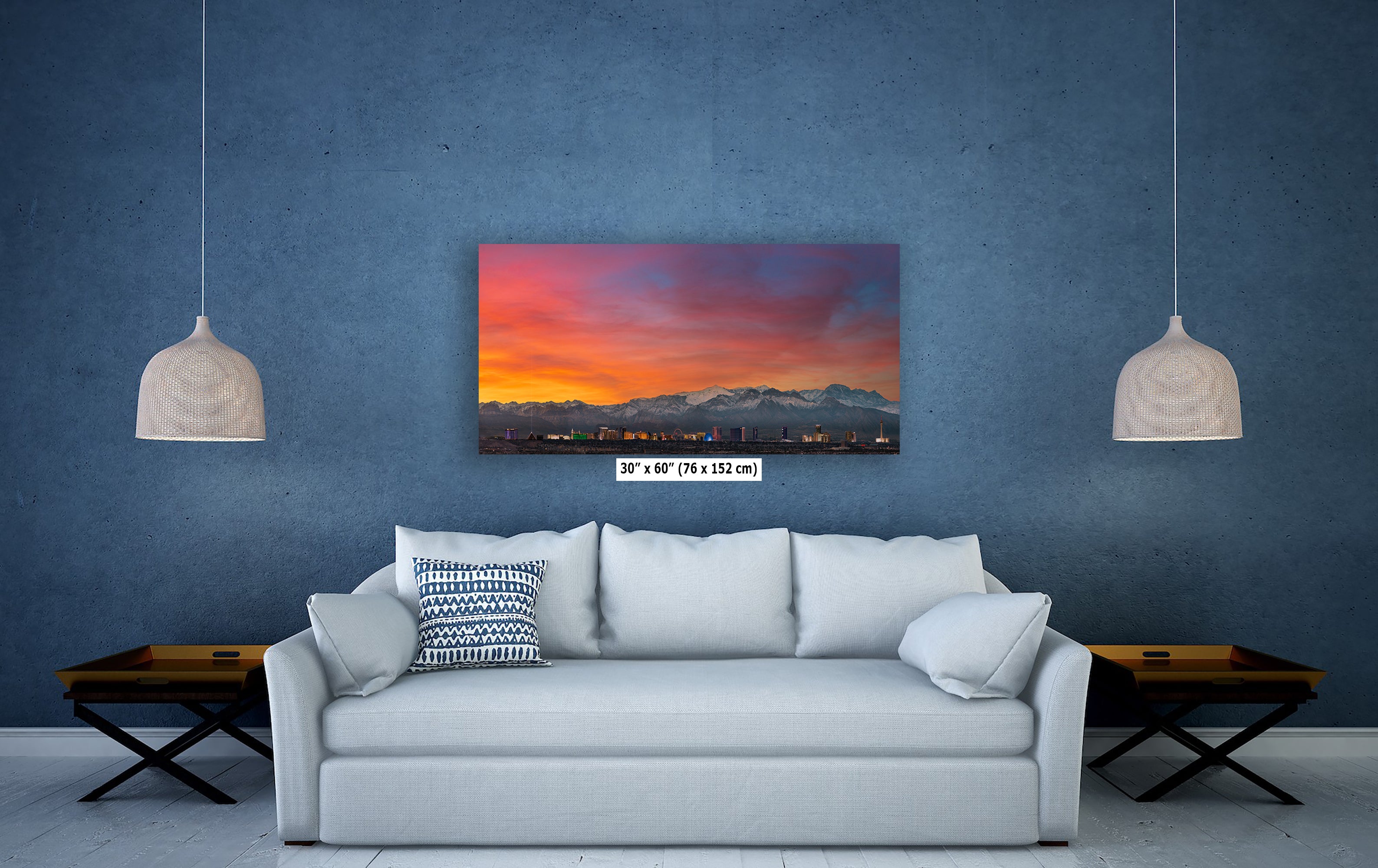 Las Vegas Nevada Panorama Photo Skyline Art Print House Decor, Desert Sunset Wall Art, on Premium Paper, Aluminum Metal, or Canvas