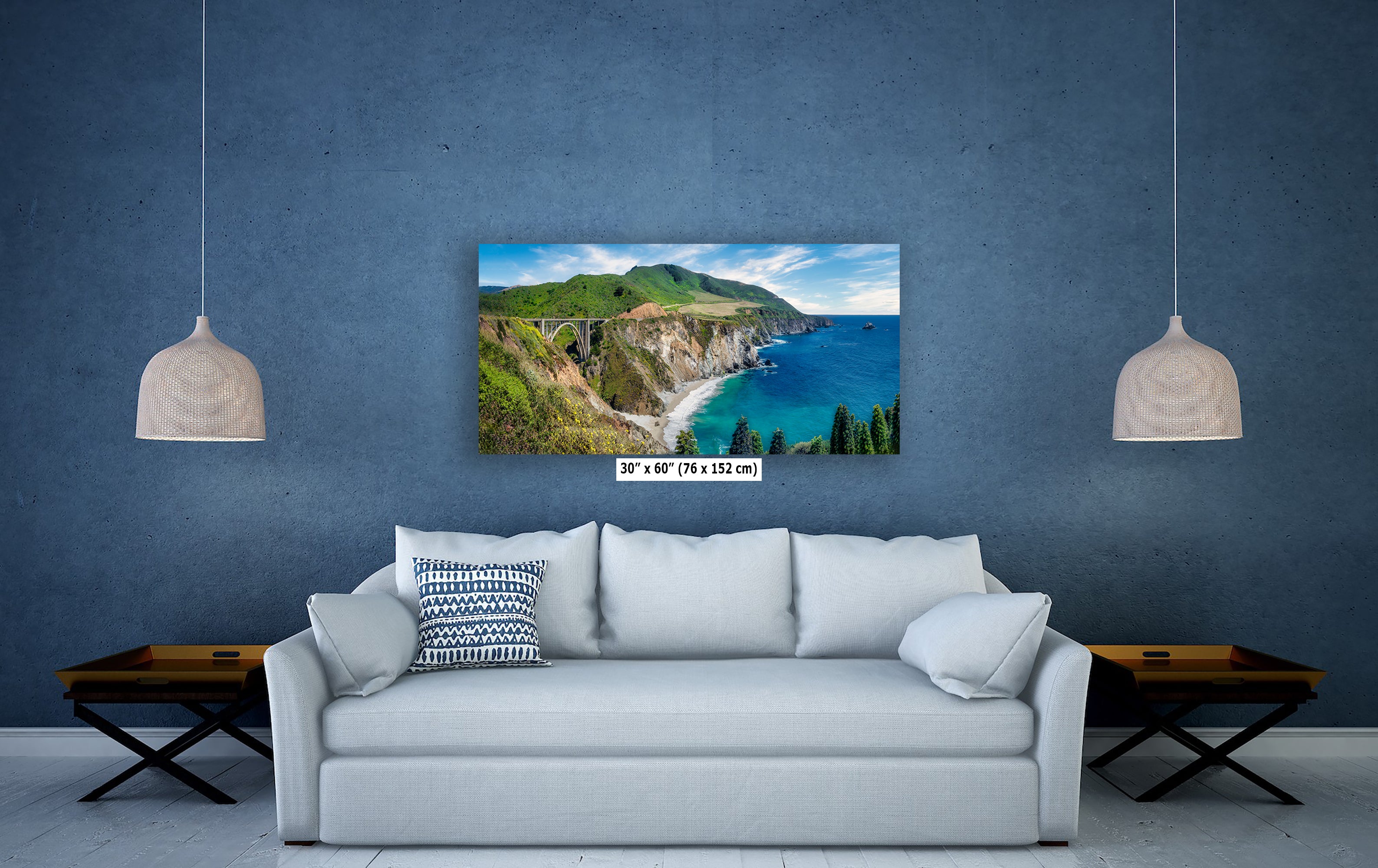 Bixby Bridge Ocean Picture, Big Sur California Coastline Nature Photo Panorama