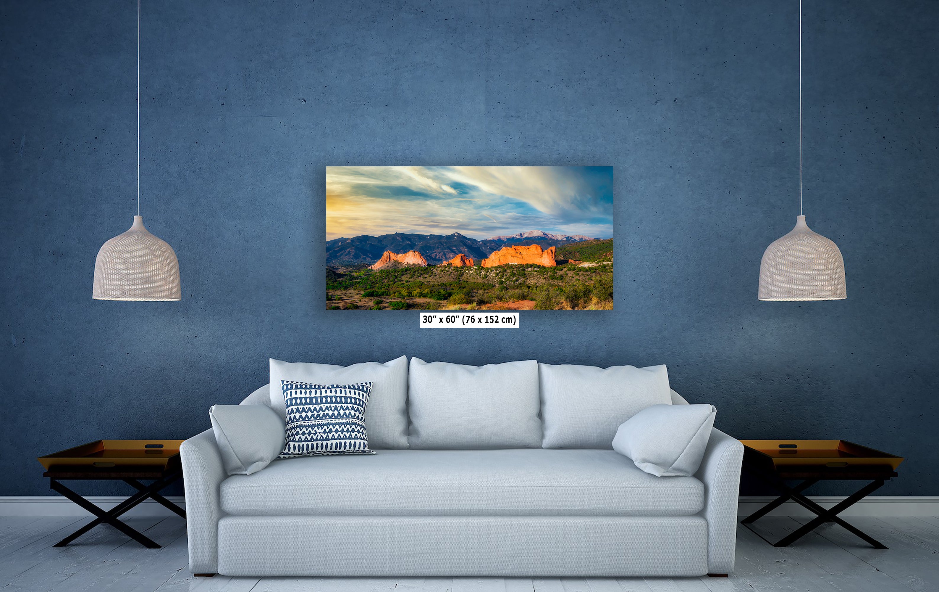 Garden of the Gods & Pikes Peak Colorado Mountain Picture Nature Photo, Rocky Mountain Relaxation Artwork for Meditation/Office/House Decor