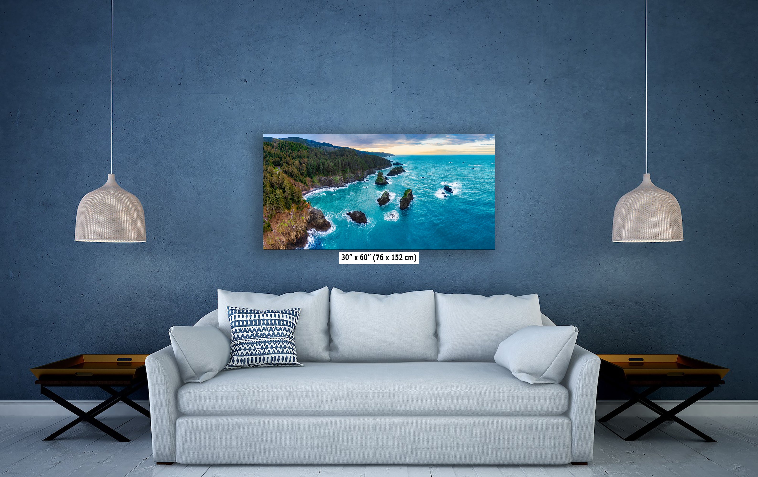 Aerial Oregon Coast Ocean Picture Panorama, Pacific Northwest Nature Photo