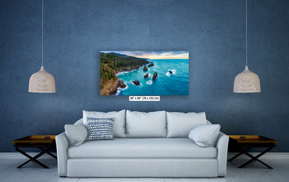 Aerial Oregon Coast Ocean Picture Panorama, Pacific Northwest Nature Photo