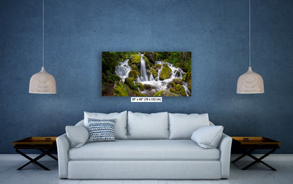 Oregon Pacific Northwest Waterfall Picture Nature Photo Relaxation Artwork in Bohemian Style for Meditation, Office, Apartment, House Decor