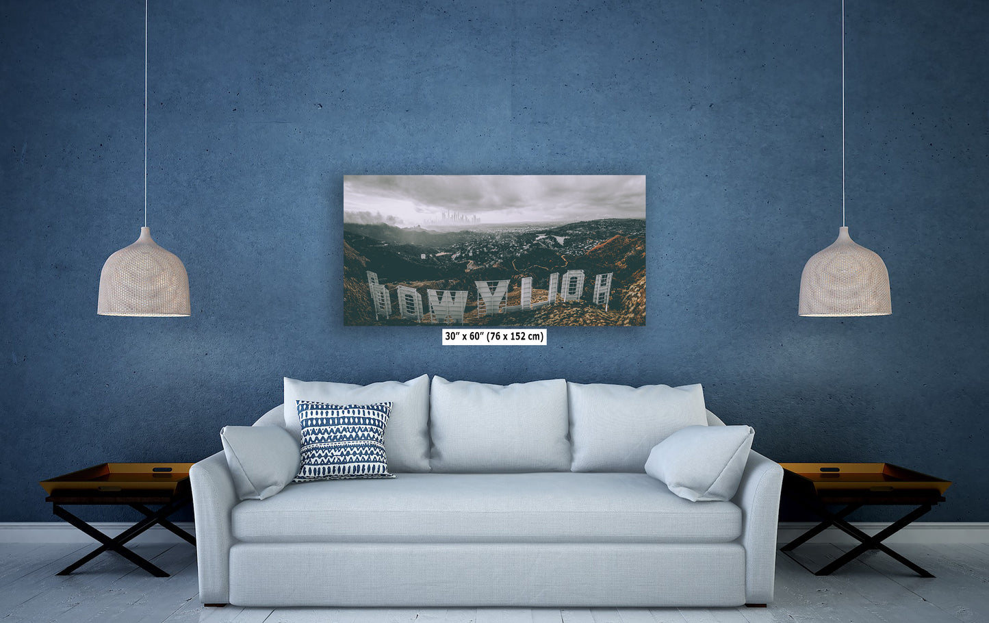 Hollywood Sign Los Angeles Skyline Retro Southern California Cityscape Urban Decor for Home or Office
