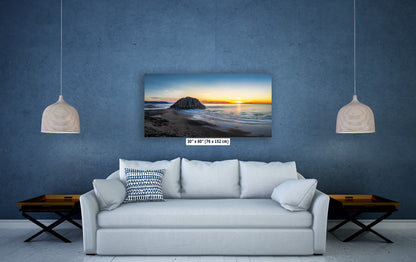 Morro Bay California Coastline Ocean Picture Nature Photo Panorama, Morro Rock Coastal Relaxation Artwork, Dorm Room, Office & House Decor