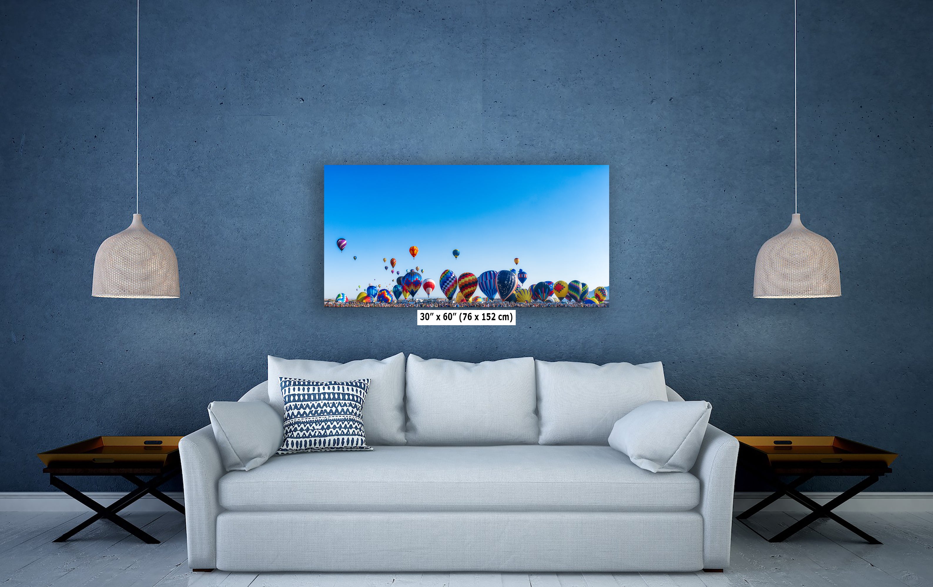 Hot Air Balloon Festival Mass Ascension Panorama Photo, Albuquerque New Mexico Balloon Fiesta Wall Art, Office, Cubicle & House Decor