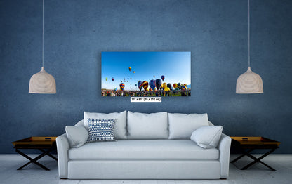 Hot Air Balloon Festival Mass Ascension Panorama Photo | Albuquerque New Mexico Balloon Fiesta Wall Art | Office, Cubicle & House Decor