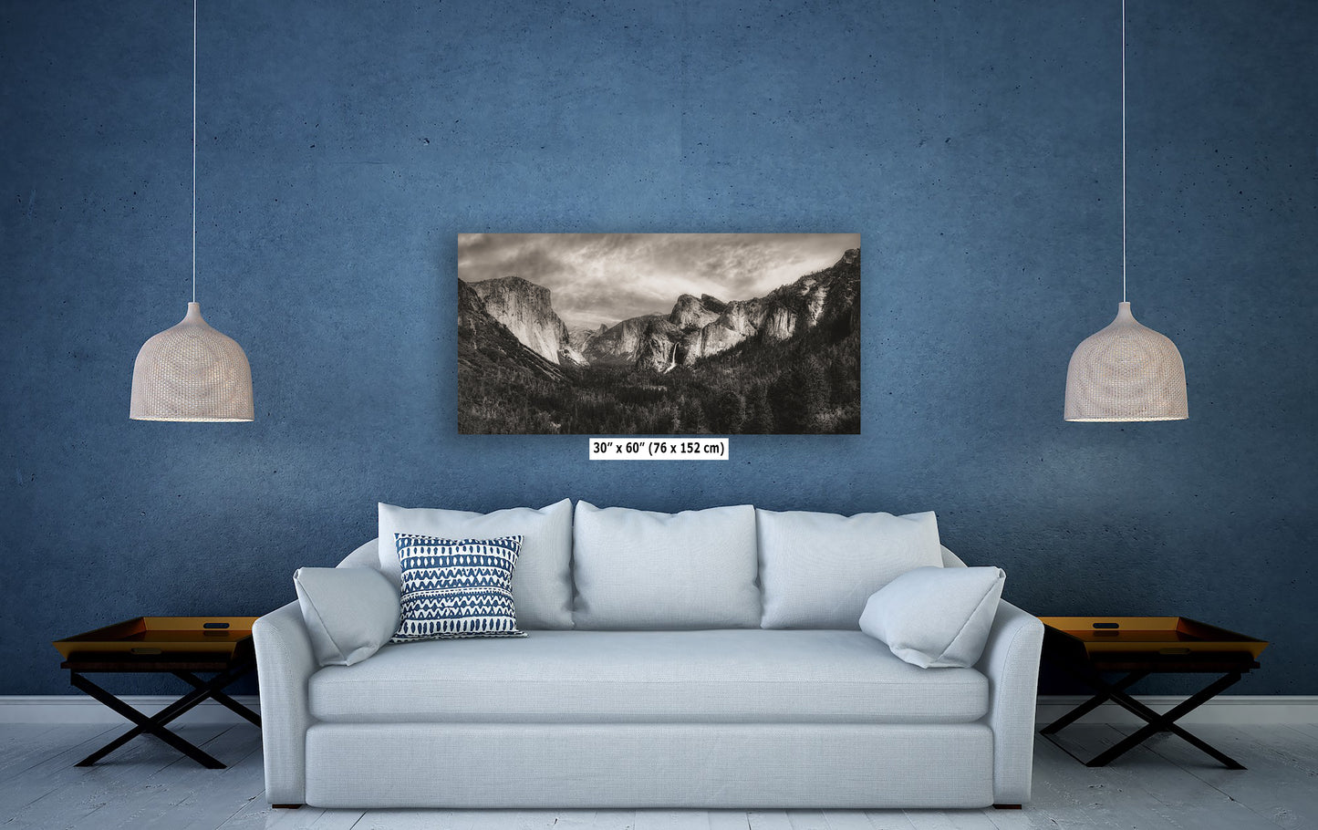 Tunnel View Yosemite National Park Mountain Picture Black and White Nature Photo Relaxation Artwork for Mediation, Office, & House Decor