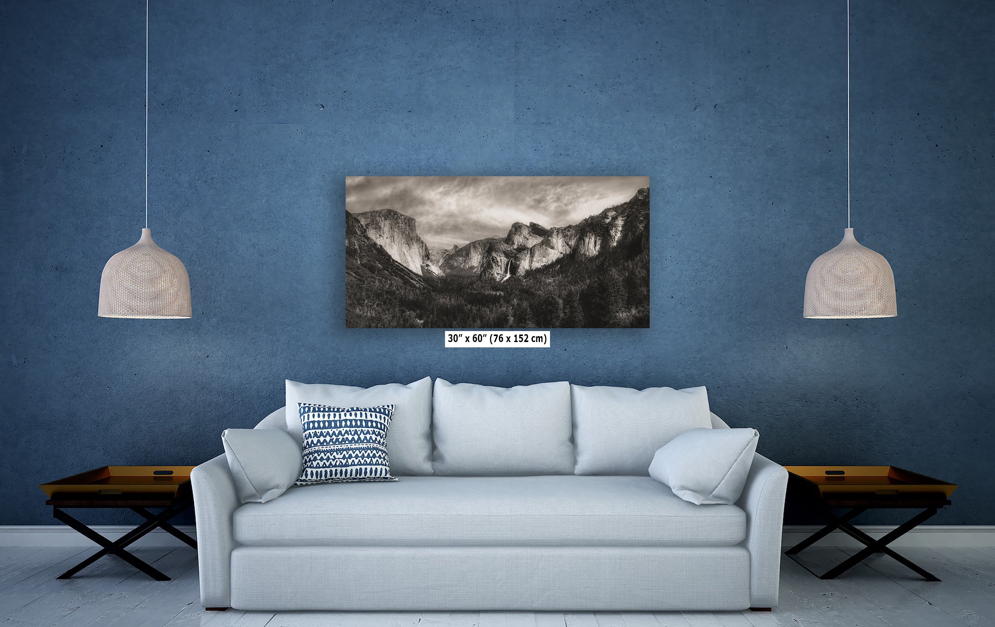 Tunnel View Yosemite National Park Mountain Picture Black and White Nature Photo Relaxation Artwork for Mediation, Office, & House Decor