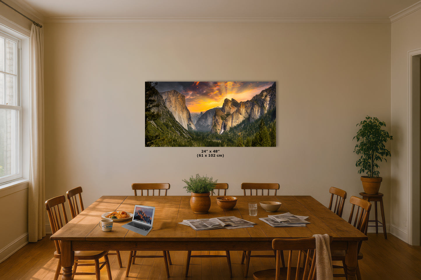 Tunnel View Yosemite National Park Mountain Picture Nature Photo Relaxation Artwork for Mediation, Office, & House Decor