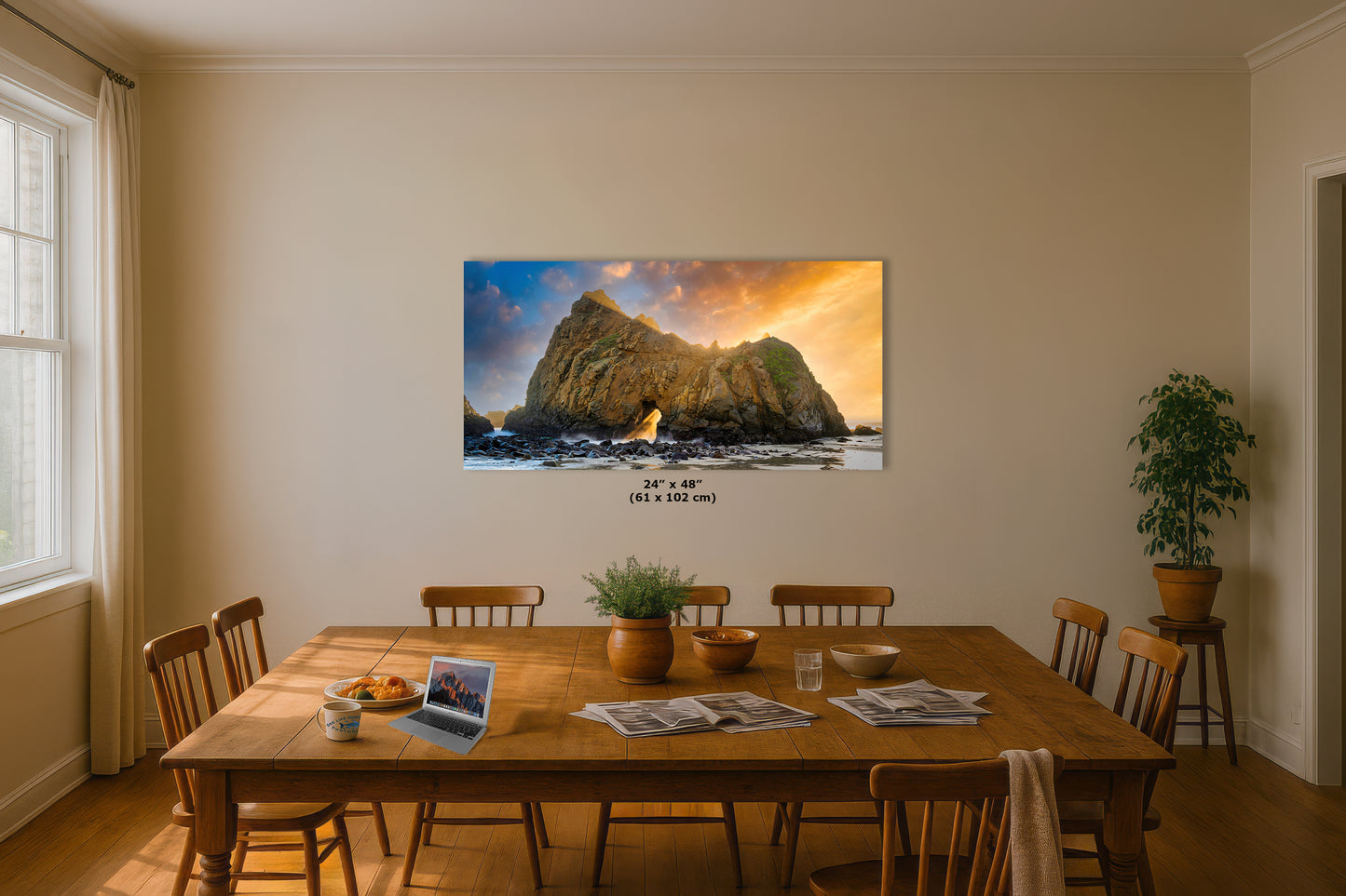 Pfeiffer Beach Big Sur California Coastline Ocean Picture Nature Photo of Keyhole Arch, Relaxation Artwork, Meditation, Office House Decor