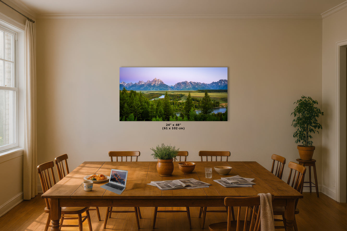 Grand Teton National Park Mountain Picture Panorama Nature Photo, Rustic Wall Art, Jackson Hole Scenery, Bohemian Decor