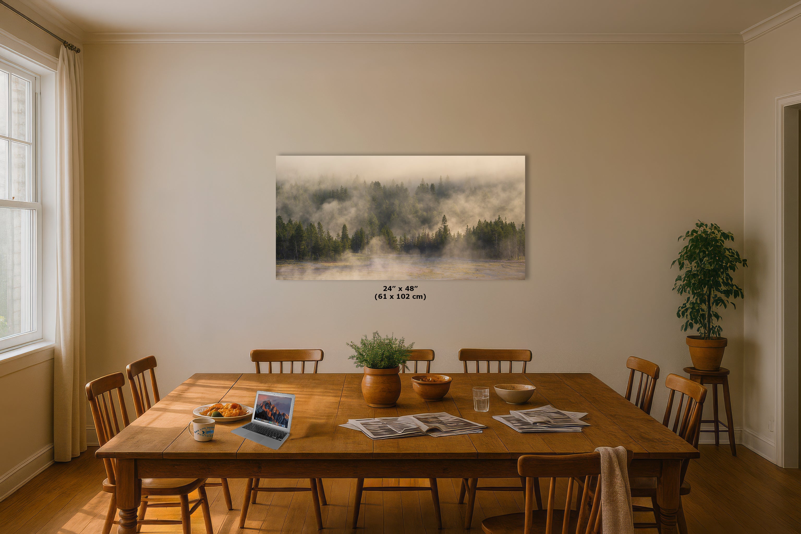 Foggy Forest Picture Forest Bathing Nature Photo, Yellowstone Misty Trees Wall Art, Cabin Decor, Canvas, Paper, Metal Prints