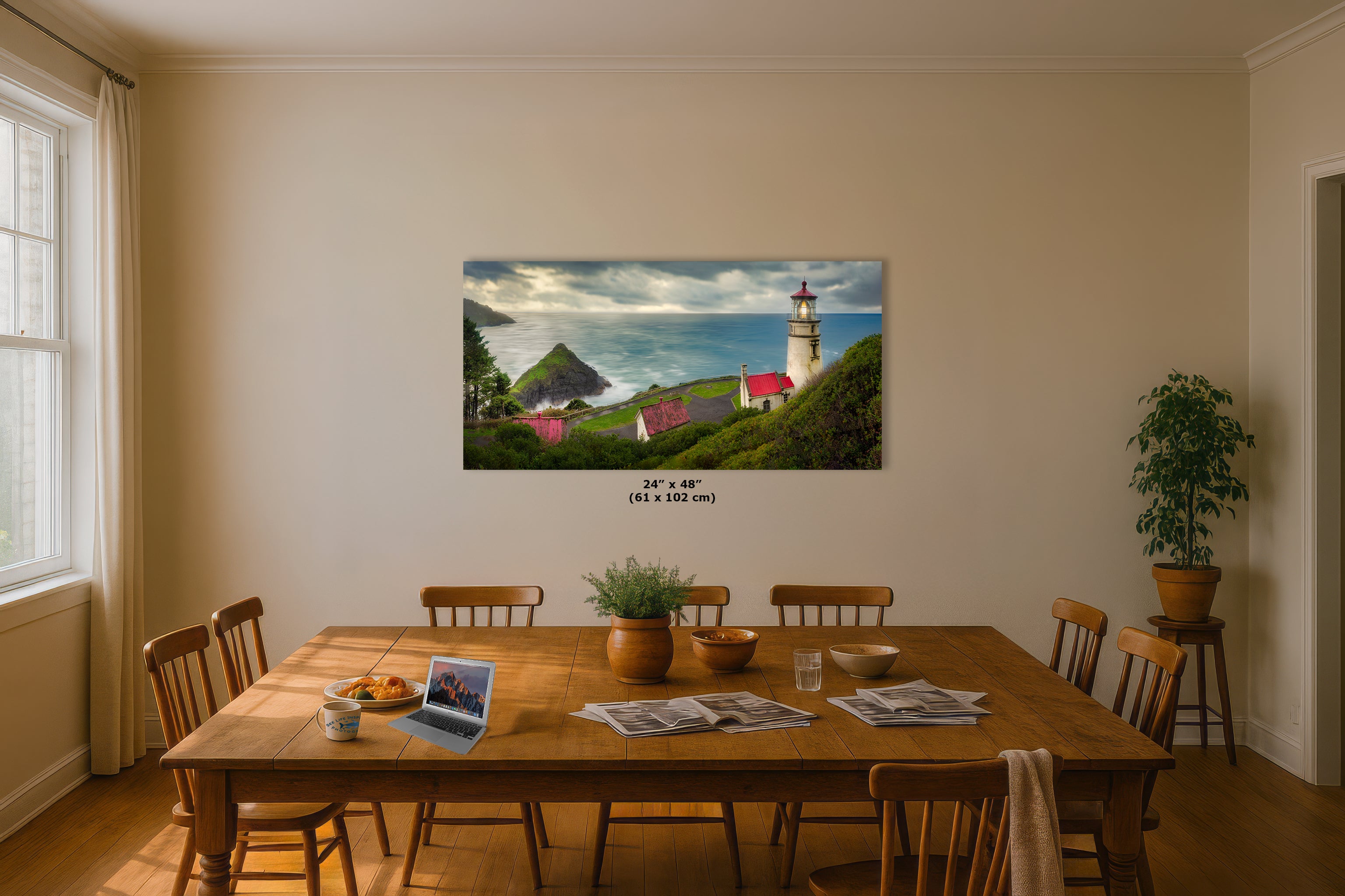Haceta Head Lighthouse Picture, Oregon Coast Ocean Picture, Pacific Northwest Beach Photo Framed Coastal Decor for Ocean Lovers