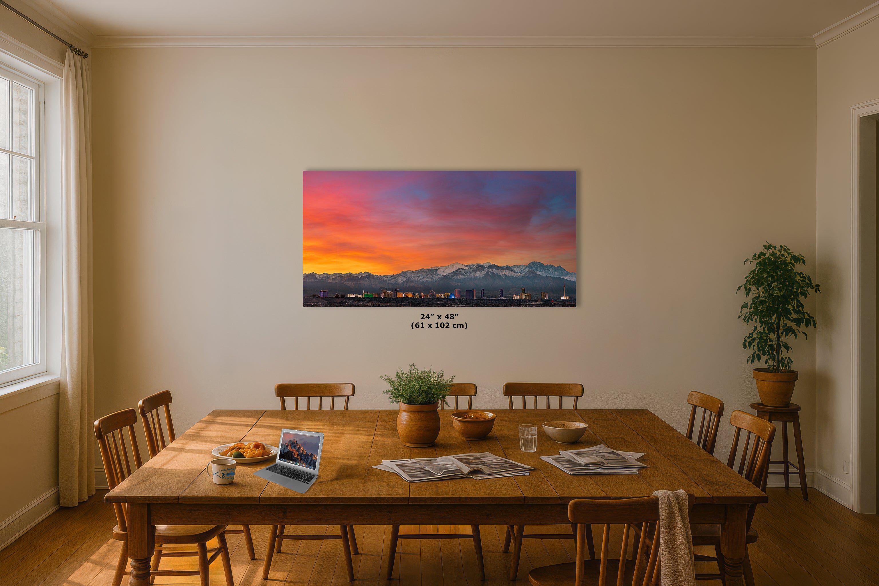 Las Vegas Nevada Panorama Photo Skyline Art Print House Decor, Desert Sunset Wall Art, on Premium Paper, Aluminum Metal, or Canvas