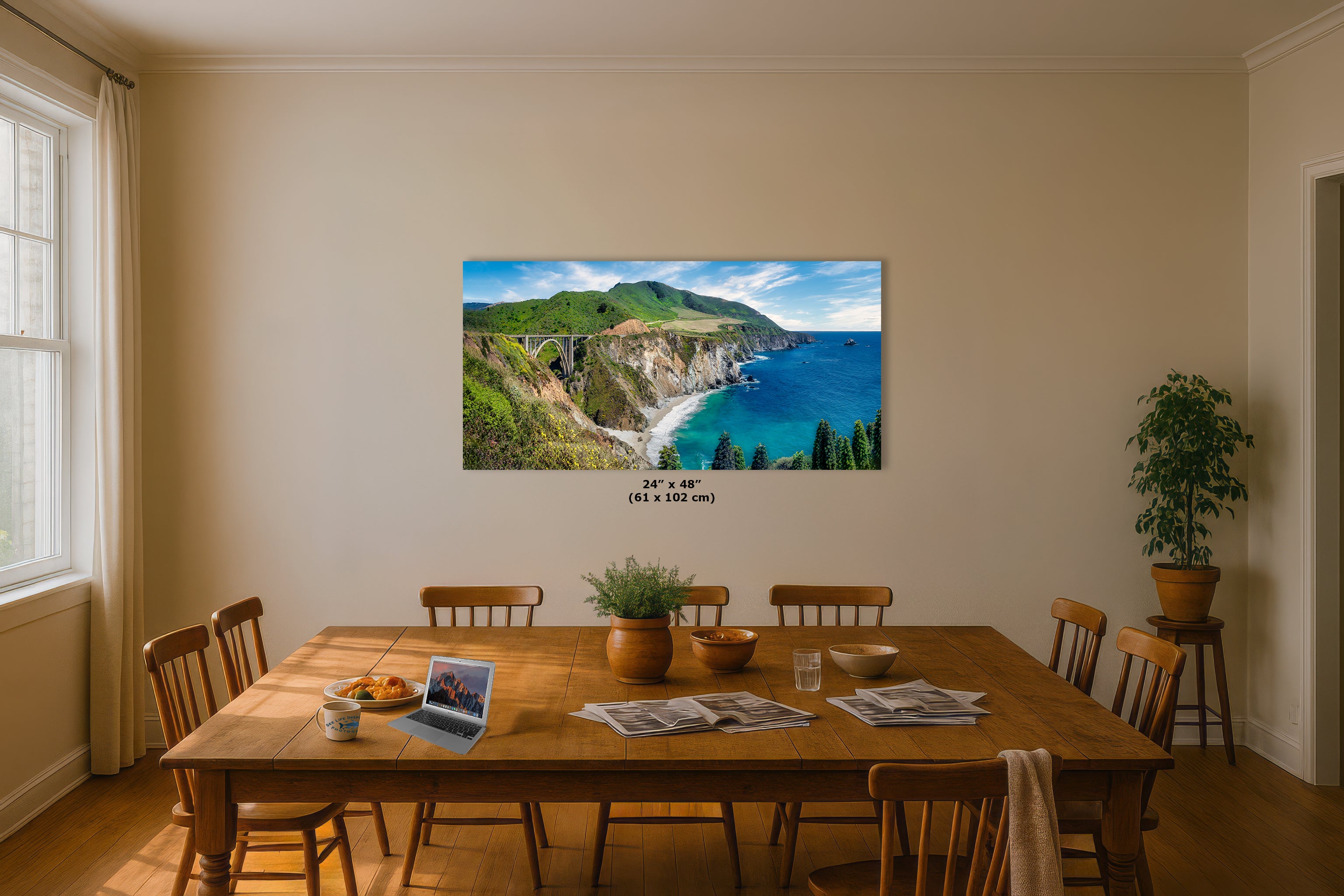 Bixby Bridge Ocean Picture, Big Sur California Coastline Nature Photo Panorama