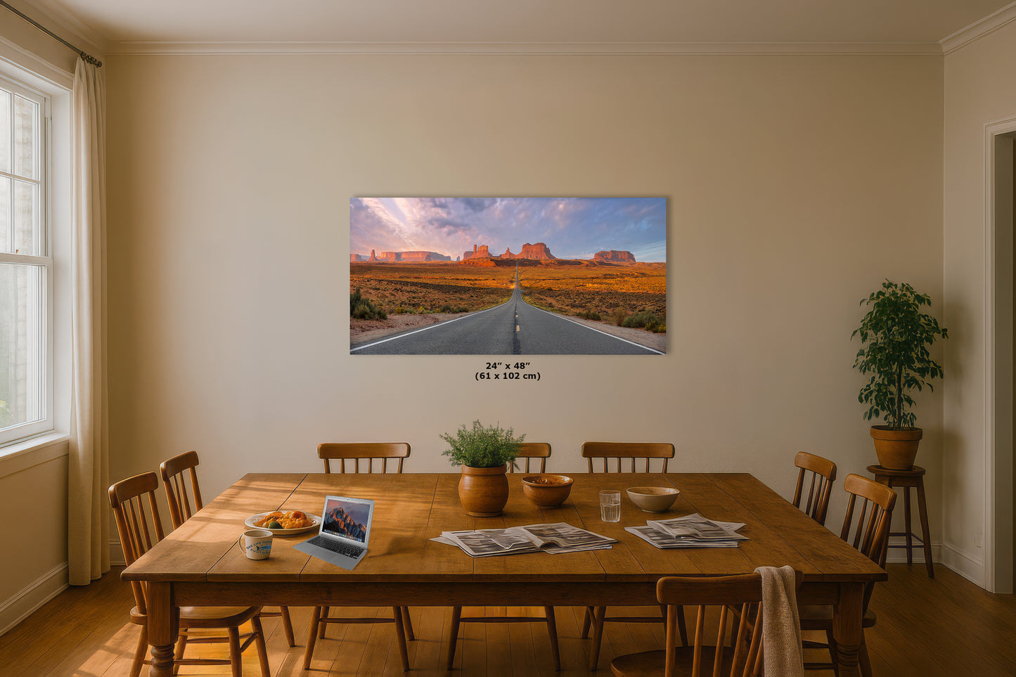 Monument Valley Arizona Desert Picture Nature Photo, Forrest Gump View Bohemian Style Relaxation Artwork for Meditation, Apartment, Office & House Decor