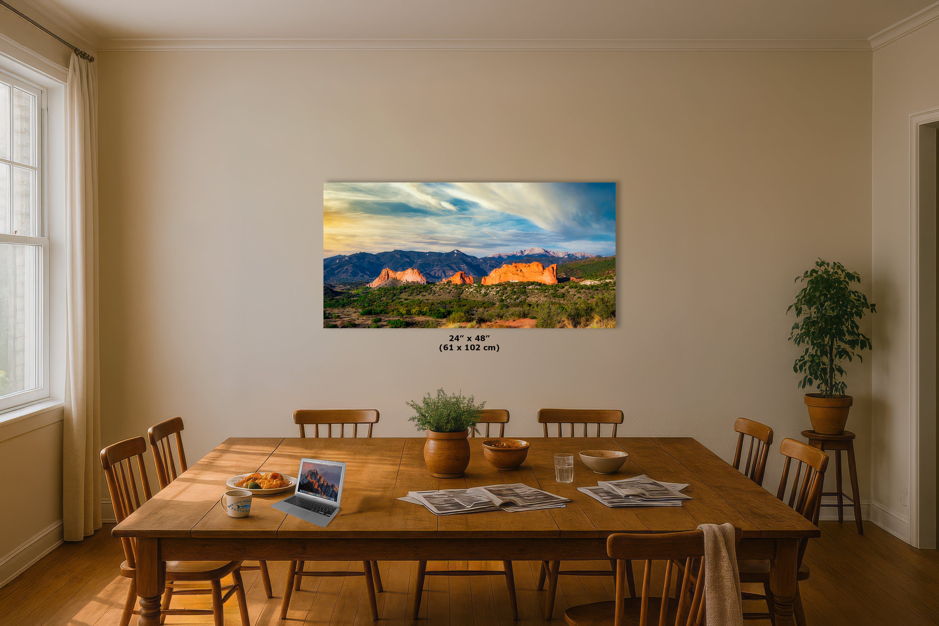 Garden of the Gods & Pikes Peak Colorado Mountain Picture Nature Photo, Rocky Mountain Relaxation Artwork for Meditation/Office/House Decor