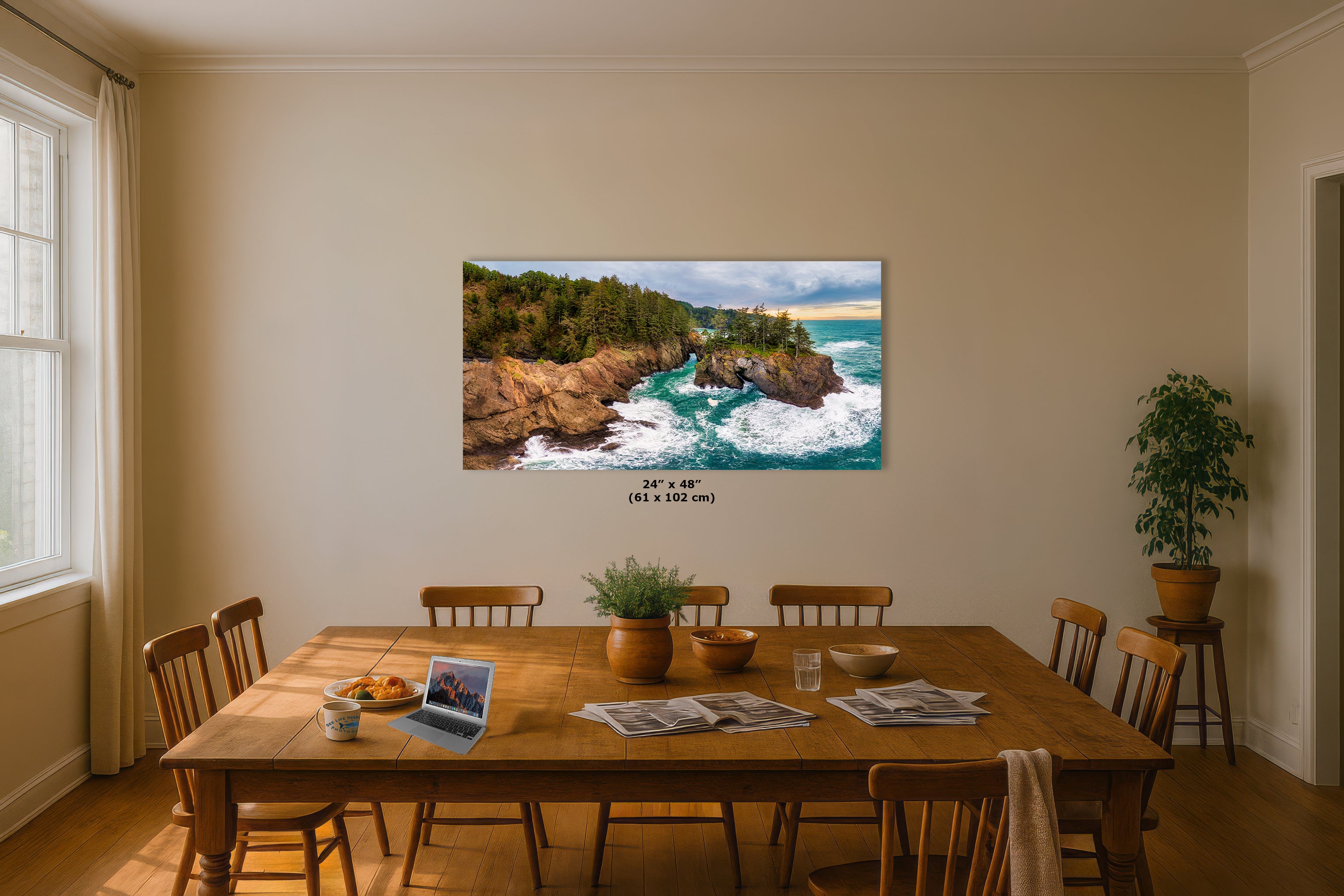 Oregon Coast Ocean Picture - Breathtaking Pacific Northwest Nature Photo for Relaxation, Meditation and Stylish Decor