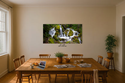 Oregon Pacific Northwest Waterfall Picture Nature Photo Relaxation Artwork in Bohemian Style for Meditation, Office, Apartment, House Decor