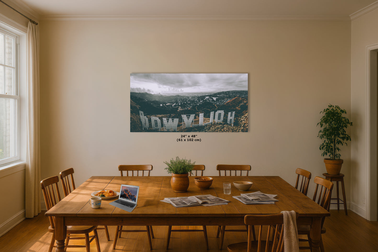 Hollywood Sign Los Angeles Skyline Retro Southern California Cityscape Urban Decor for Home or Office