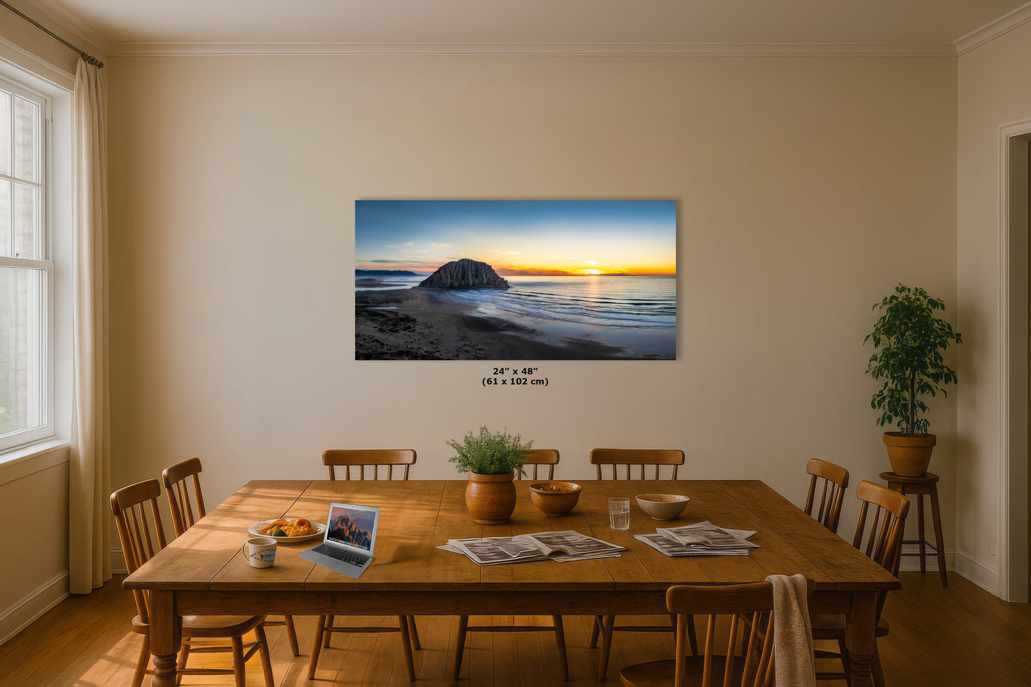 Morro Bay California Coastline Ocean Picture Nature Photo Panorama, Morro Rock Coastal Relaxation Artwork, Dorm Room, Office & House Decor