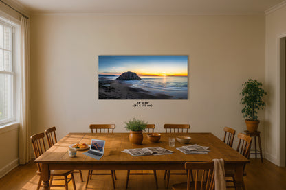 Morro Bay California Coastline Ocean Picture Nature Photo Panorama, Morro Rock Coastal Relaxation Artwork, Dorm Room, Office & House Decor