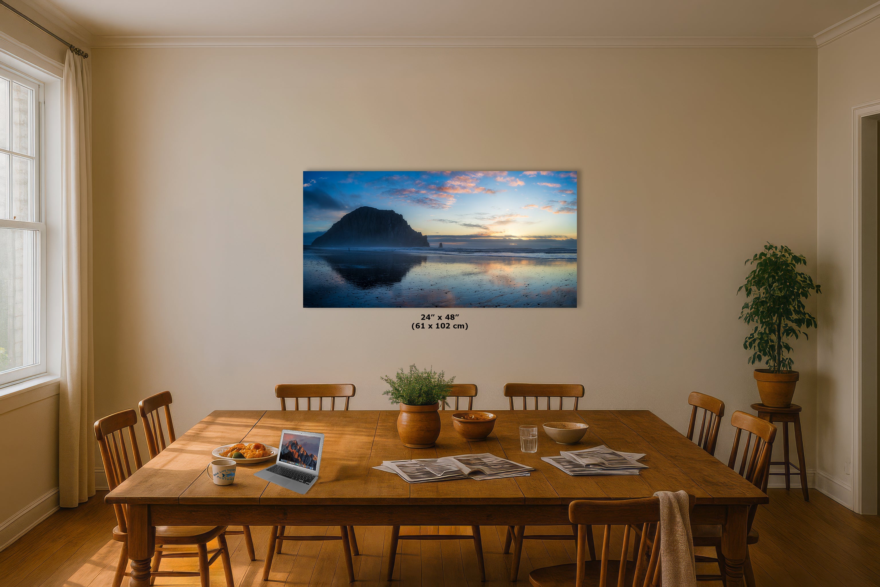 Morro Bay California Coastline Ocean Picture Nature Photo, Morro Rock Reflection, Coastal Relaxation Artwork, Dorm Room, Office & House Decor
