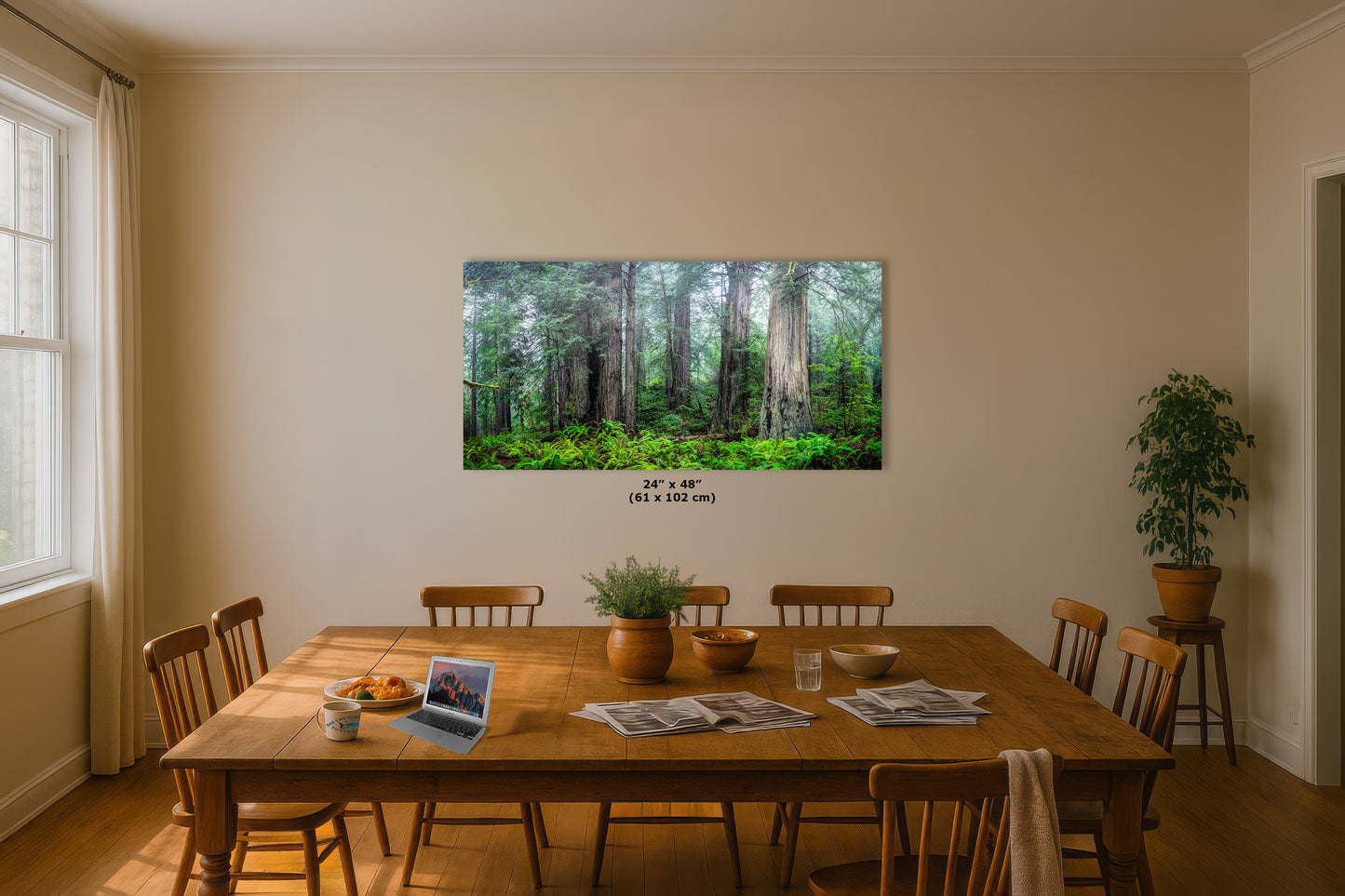 Redwood Trees Forest Picture Nature Photo, Forest Bathing in Misty California Redwoods Wall Art, for Relaxation in the Home and Office