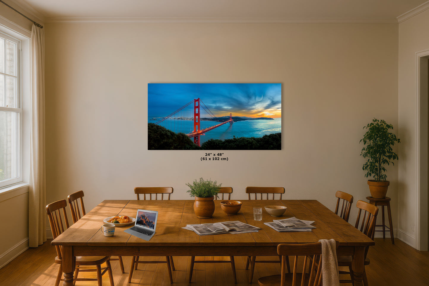 San Francisco Golden Gate Bridge Picture California Coastline | Panoramic Photo or Home Decor, Office, Dorm Room, Gift for Him, Housewarming