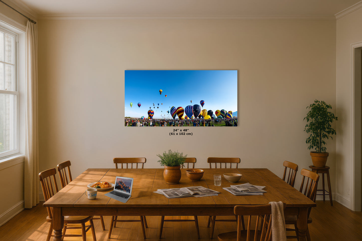 Hot Air Balloon Festival Mass Ascension Panorama Photo | Albuquerque New Mexico Balloon Fiesta Wall Art | Office, Cubicle & House Decor