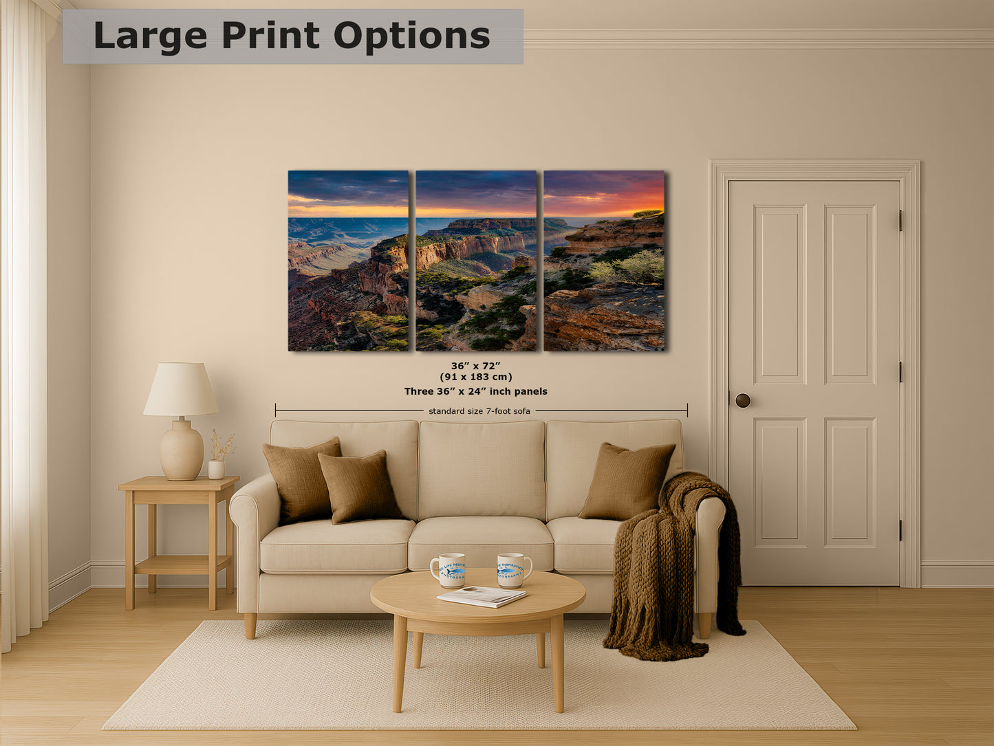 Grand Canyon National Park, North Rim Cape Royal, Arizona Desert Picture Nature Photo, Bohemian Style Relaxation Artwork for Meditation, Apartment, Office & House Decor