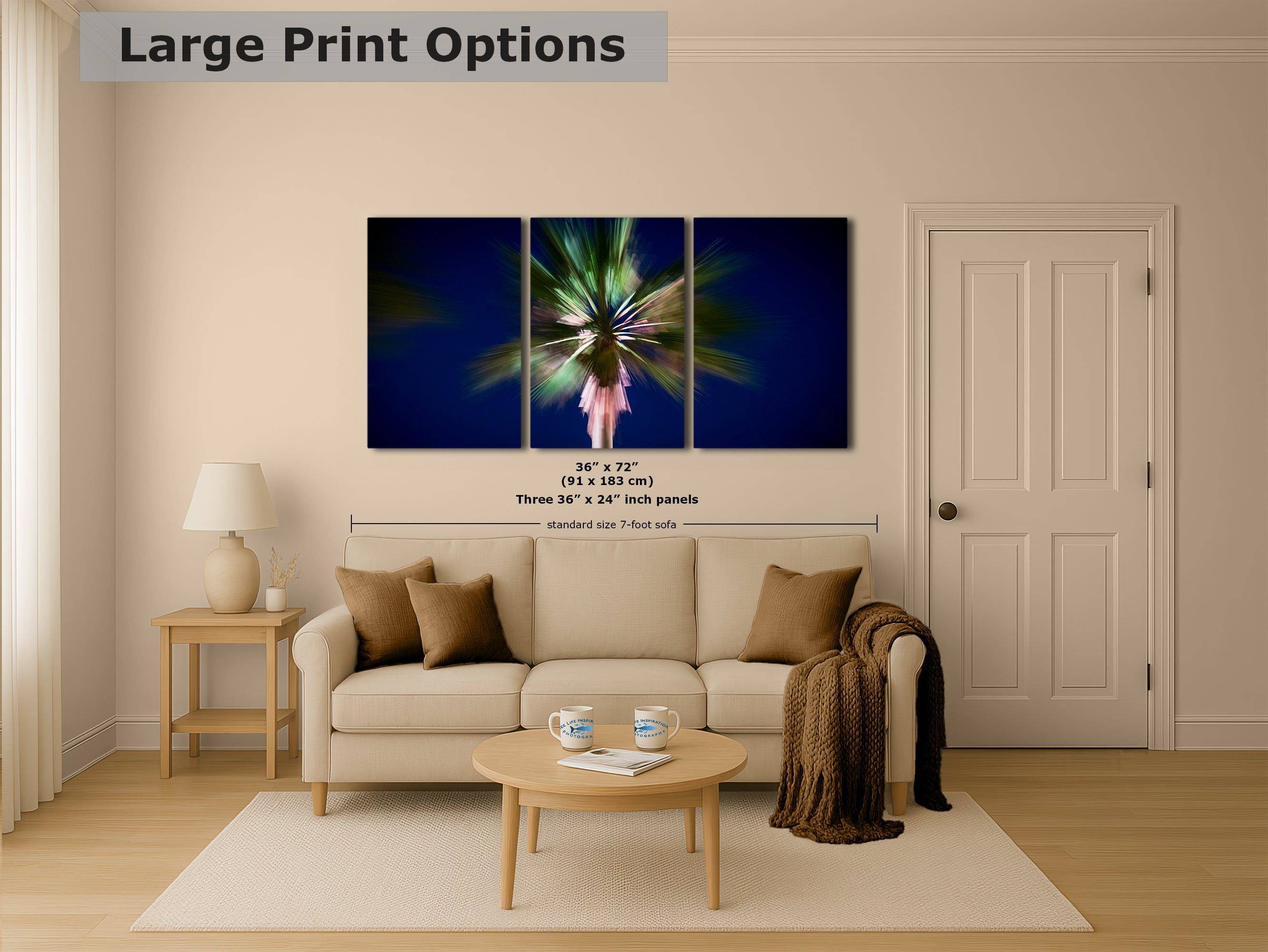 Palm Tree Forest Picture Impressionist Art Nature Photo Relaxation Artwork | Bohemian Style for Meditation, Office, & House Decor