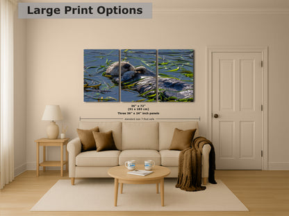 Sea Otter Picture Marine Mammal Wildlife Photography, Relaxing Nature Art Print, Ocean Scene, Dorm Room Decor, Animal Photography