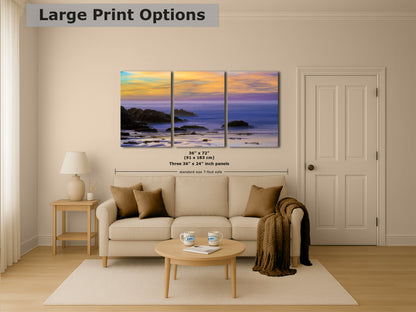 Pfeiffer Beach Sunset, Big Sur California Coastline Ocean Picture Nature Photo of Keyhole Arch, Relaxation Artwork, Meditation, Office House Decor