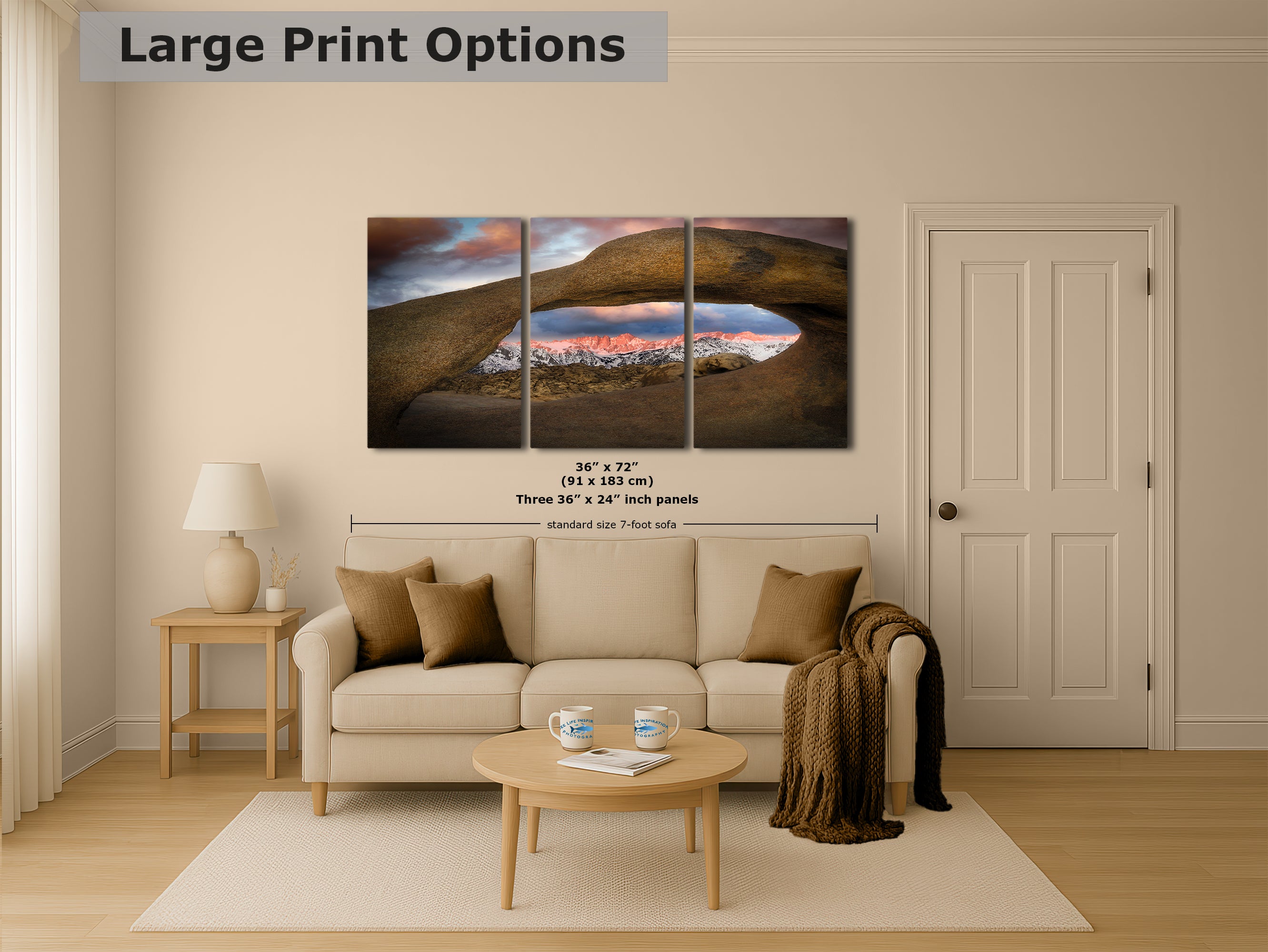 Mount Whitey & Mobius Arch Mountain Picture, Nature Photo from Alabama Hills for Relaxation Art for Meditation, Office, and House Decor