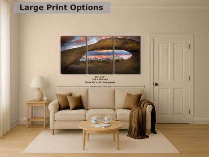 Mount Whitey & Mobius Arch Mountain Picture, Nature Photo from Alabama Hills for Relaxation Art for Meditation, Office, and House Decor