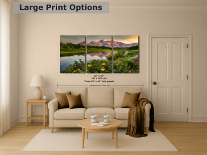 Grand Teton National Park Mountain Picture, Schwabacher Landing Nature Photo for Bohemian Decor and Meditation Artwork