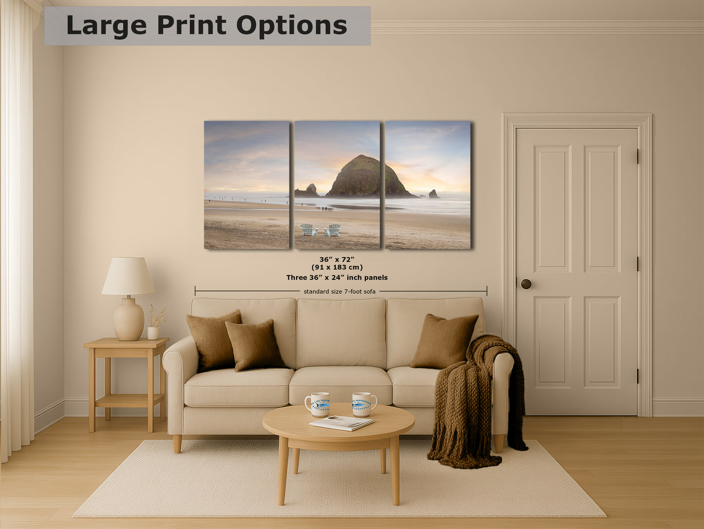 Cannon Beach Oregon Coast Ocean Picture Nature Photo, Haystack Rocks, Coastal Beach House Decor for Ocean Lovers