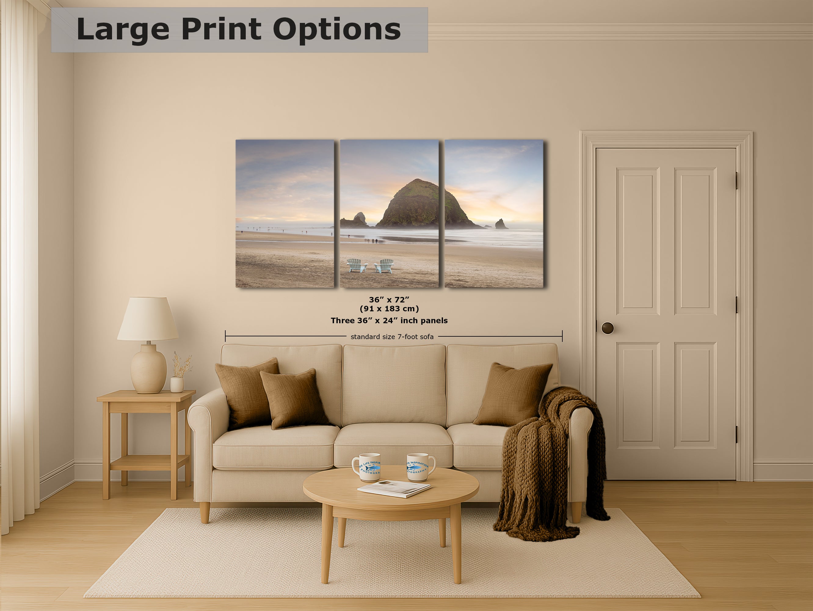 Cannon Beach Oregon Coast Ocean Picture Nature Photo, Haystack Rocks, Coastal Beach House Decor for Ocean Lovers