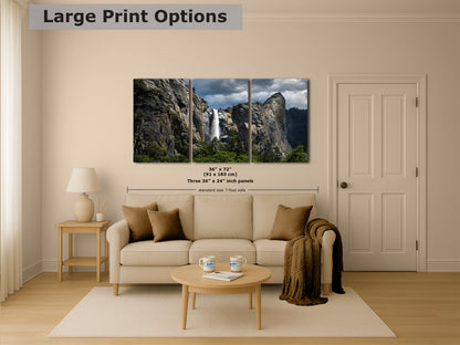 Bridalveil Falls Yosemite National Park Nature Photo Relaxation Artwork Waterfall Picture for Meditation, Dorm Room, Office, and House Decor